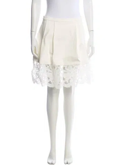Pre-owned Alexis Lace Trim Embellishment Mini Skirt In Neutral