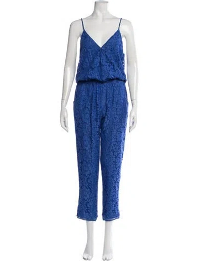 Pre-owned Alexis Lace V-neck Jumpsuit In Blue
