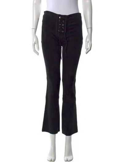 Pre-owned Alexis Lamb Leather Flared Pants In Black