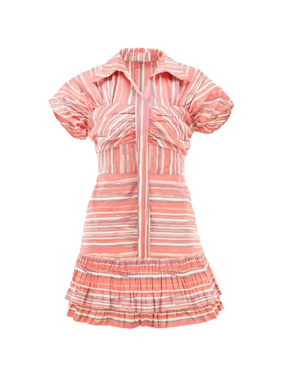 Alexis Lara Striped Ruffled Dress In Multi