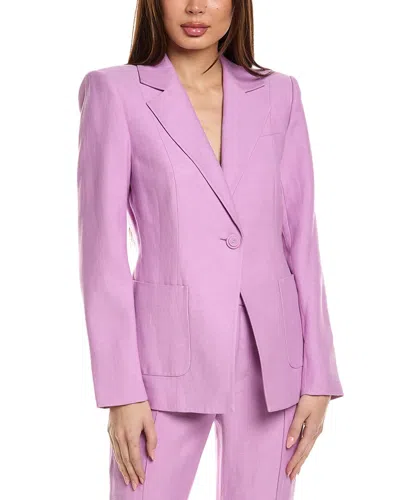 Alexis Leanne Linen-blend Jacket In Purple