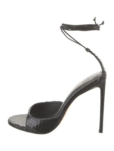 Pre-owned Alexis Leather Animal Print Sandals In Black