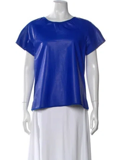 Pre-owned Alexis Leather Crew Neck Top In Blue