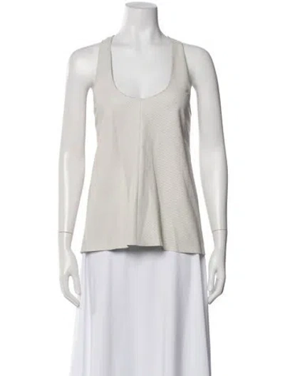 Pre-owned Alexis Leather Scoop Neck Top In Neutral