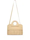 Alexis Leather-trimmed Woven Cross Body Bag In Neutral
