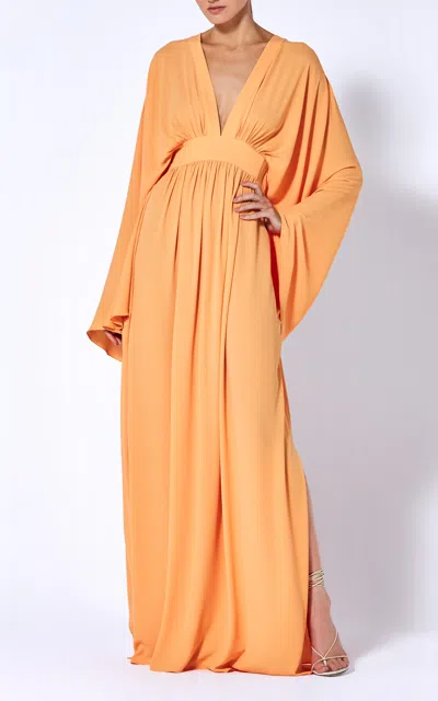 Alexis Lilla Draped Gown In Orange