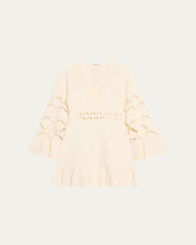 Alexis Linden Long-sleeve Cut-out Dress In Off White