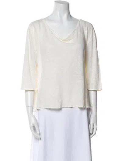 Pre-owned Alexis Linen Cowl Neck Top In White