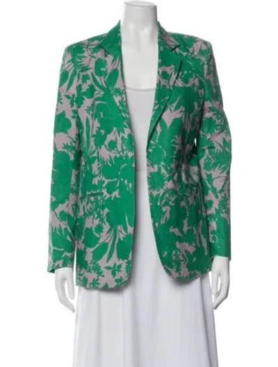 Pre-owned Alexis Linen Floral Print Blazer In Green
