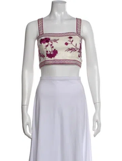 Pre-owned Alexis Linen Floral Print Crop Top In Multi