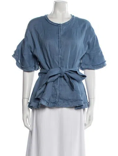 Pre-owned Alexis Linen Jacket In Blue