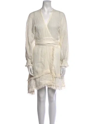 Pre-owned Alexis Linen Knee-length Dress In Neutral