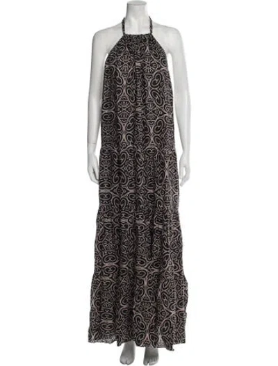 Pre-owned Alexis Linen Long Dress In Black