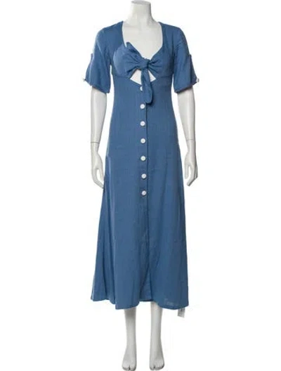 Pre-owned Alexis Linen Long Dress In Blue