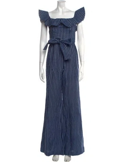 Pre-owned Alexis Linen Long Dress In Blue