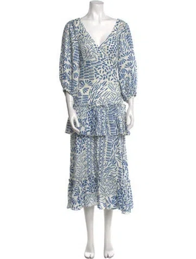 Pre-owned Alexis Linen Long Dress In Multi