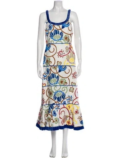 Pre-owned Alexis Linen Long Dress In Multi