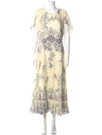 Pre-owned Alexis Linen Long Dress In Neutral
