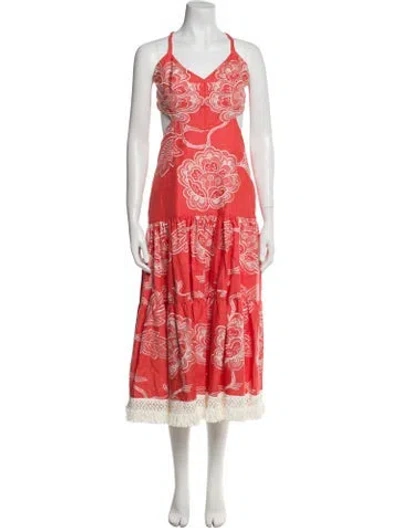 Pre-owned Alexis Linen Long Dress In Pink