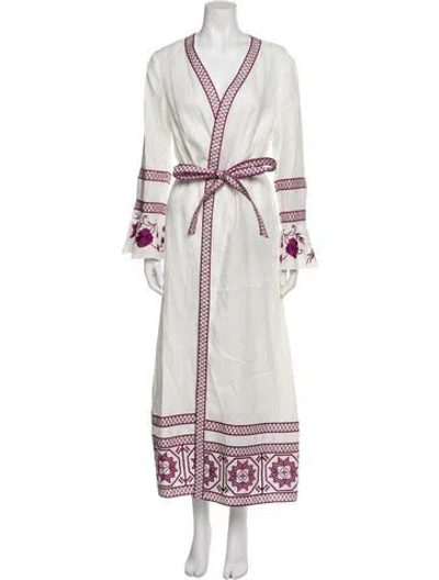 Pre-owned Alexis Linen Long Dress In White