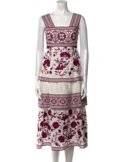 Pre-owned Alexis Linen Long Dress In White