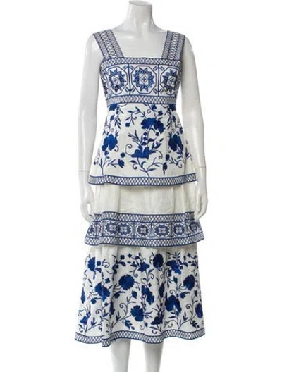 Pre-owned Alexis Linen Long Dress In White