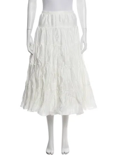Pre-owned Alexis Linen Long Skirt In White