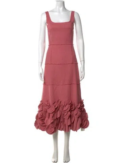 Pre-owned Alexis Linen Midi Length Dress In Pink