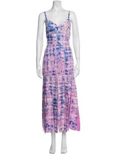 Pre-owned Alexis Linen Midi Length Dress W/ Tags In Purple
