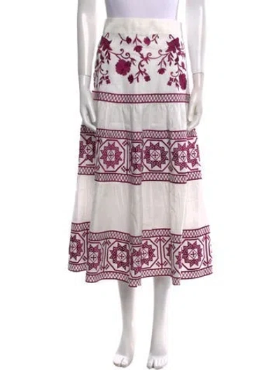 Pre-owned Alexis Linen Midi Length Skirt In Multi