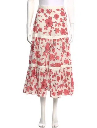 Pre-owned Alexis Linen Midi Length Skirt In Multi