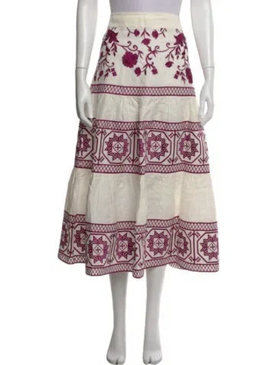 Pre-owned Alexis Linen Midi Length Skirt In Multi