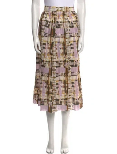 Pre-owned Alexis Linen Midi Length Skirt In Neutral