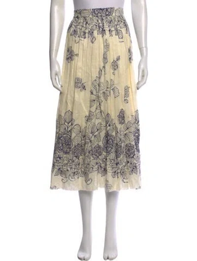 Pre-owned Alexis Linen Midi Length Skirt In Neutrals