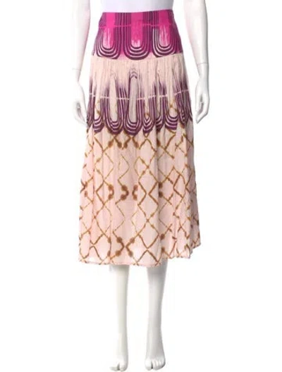 Pre-owned Alexis Linen Midi Length Skirt In Pink