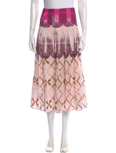 Pre-owned Alexis Linen Midi Length Skirt In Pink