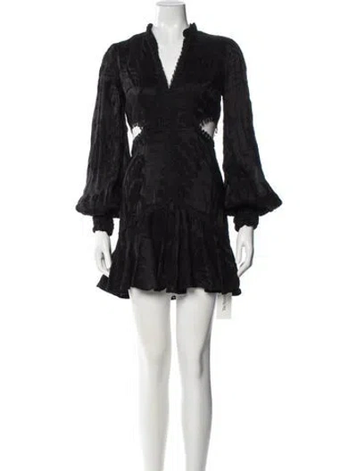 Pre-owned Alexis Linen Mini Dress In Black