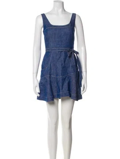 Pre-owned Alexis Linen Mini Dress In Blue