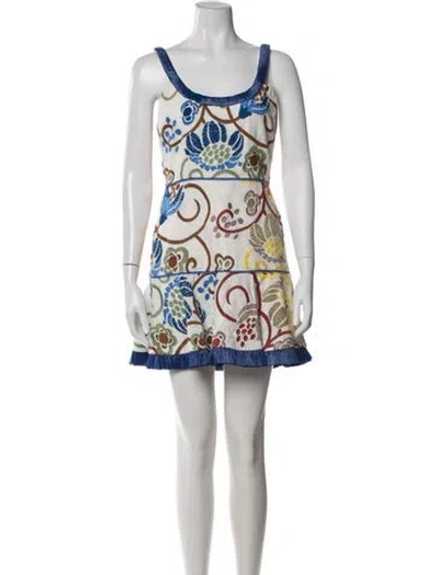 Pre-owned Alexis Linen Mini Dress In Blue