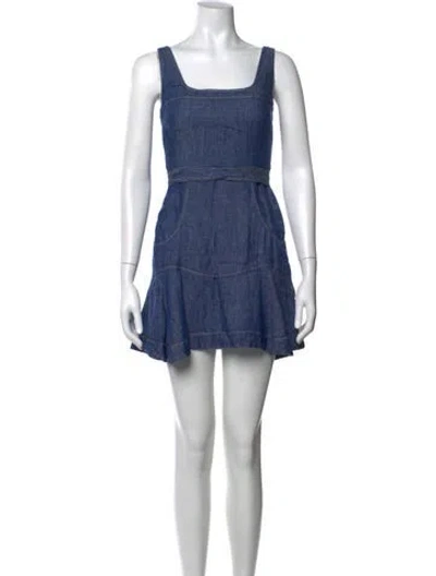 Pre-owned Alexis Linen Mini Dress In Blue
