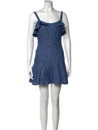 Pre-owned Alexis Linen Mini Dress In Blue