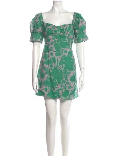Pre-owned Alexis Linen Mini Dress In Green