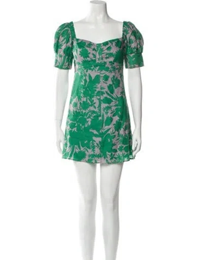Pre-owned Alexis Linen Mini Dress In Green