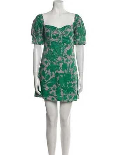 Pre-owned Alexis Linen Mini Dress In Green
