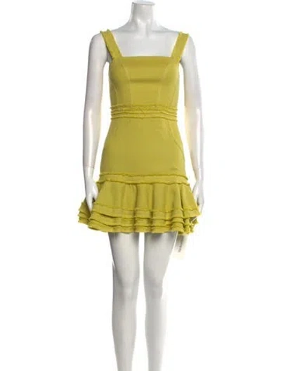 Pre-owned Alexis Linen Mini Dress In Green