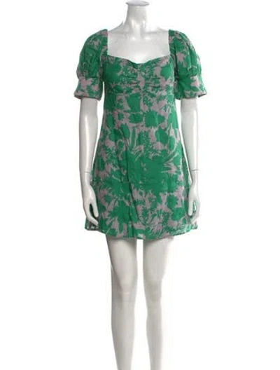 Pre-owned Alexis Linen Mini Dress In Green