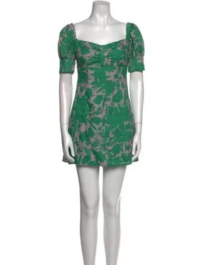 Pre-owned Alexis Linen Mini Dress In Green
