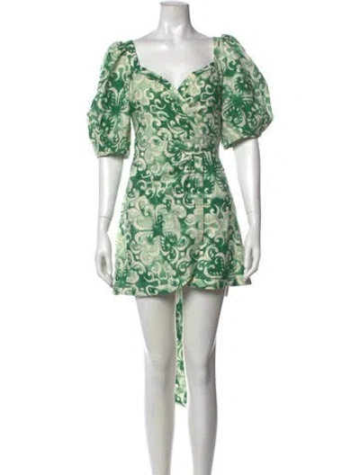 Pre-owned Alexis Linen Mini Dress In Green