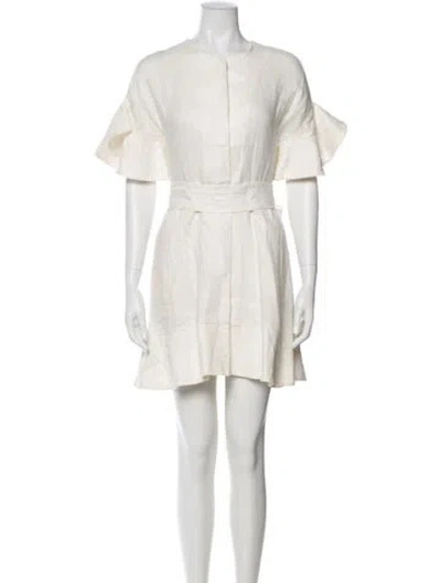 Pre-owned Alexis Linen Mini Dress In Neutral