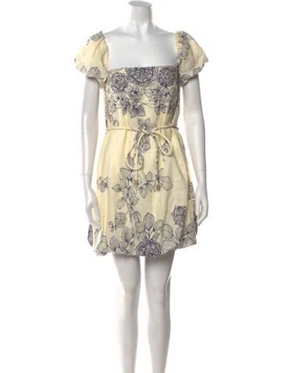 Pre-owned Alexis Linen Mini Dress In Neutral